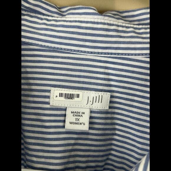 J. Jill Women's Embroidered  Blue Striped Button Up Long Sleeve Top‎ Size 1X - Picture 4 of 5